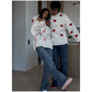 Fashionable Embroidered Heart Loose Round Neck Long Sleeve Knitted Sweater