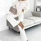 Women's Solid Color Drop Shoulder Pullover and Loose Pants Set
