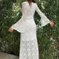 🌸Spring Specials💐 Lace Flared Sleeves Split Hem Waisted Dress