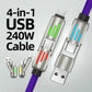 🔥4-in-1 USB Charging Cable mFish fast charging MAX 240W