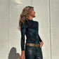 Women's Embroidered Bodysuit Long Sleeve Top
