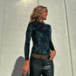 Women's Embroidered Bodysuit Long Sleeve Top