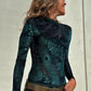Women's Embroidered Bodysuit Long Sleeve Top