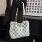 Women's Fashion Plush Plaid Shoulder Tote Bag