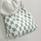 Women's Fashion Plush Plaid Shoulder Tote Bag