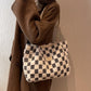Women's Fashion Plush Plaid Shoulder Tote Bag