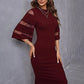 🔥2025 NEW SALE🔥Elegant Midi Dress with Sheer Sleeve🚁Free Shipping