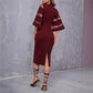 🔥2025 NEW SALE🔥Elegant Midi Dress with Sheer Sleeve🚁Free Shipping