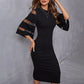 🔥2025 NEW SALE🔥Elegant Midi Dress with Sheer Sleeve🚁Free Shipping