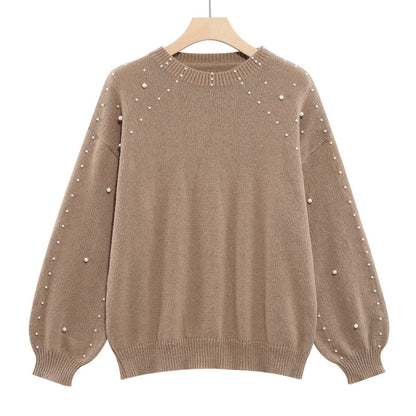 🔥2025 NEW SALE🔥Women's Faux Pearls Round Neck Pullover Sweater