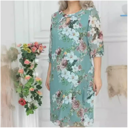 🔥Limited time Sale 49%💝Women's Floral Print Knee-Length Dress
