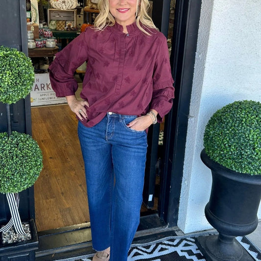 💖Limited Sale 50% OFF💖Women’s Loose Blouse with Ruffle Mock Neck