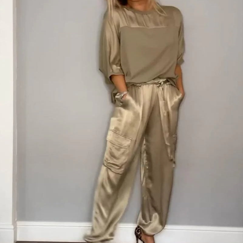 2-Piece Set:🔥Women's Round-Neck Top & Pants