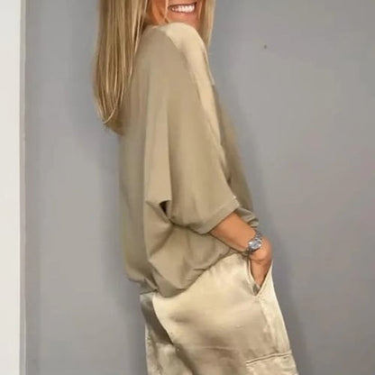 2-Piece Set:🔥Women's Round-Neck Top & Pants