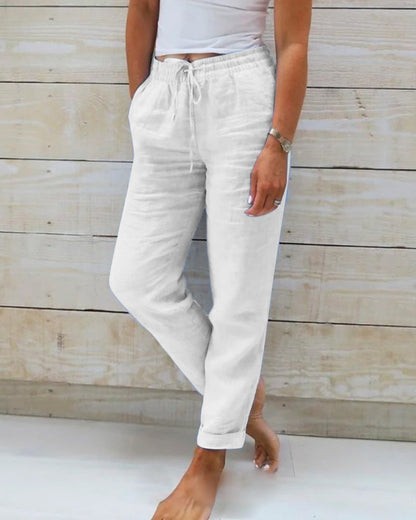🌸New arrival 50% OFF!🏖️Women's Elastic Waist Cotton Linen Casual Pants