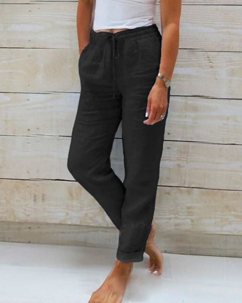 🌸New arrival 50% OFF!🏖️Women's Elastic Waist Cotton Linen Casual Pants