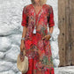 Women's Vivid Printed V-Neck Midi Dress