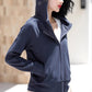 Women’s Casual Zip-Up Solid Color Hooded Sweatshirt