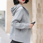Women’s Casual Zip-Up Solid Color Hooded Sweatshirt