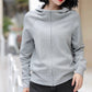 Women’s Casual Zip-Up Solid Color Hooded Sweatshirt