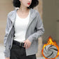 Women’s Casual Zip-Up Solid Color Hooded Sweatshirt