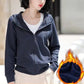 Women’s Casual Zip-Up Solid Color Hooded Sweatshirt