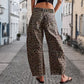 Casual Loose Leopard Print Pants with Pockets