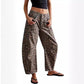 Casual Loose Leopard Print Pants with Pockets