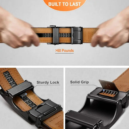🚀24 hours shipping from UK🚀Leather Ratchet Belt With Adjustable Buckle