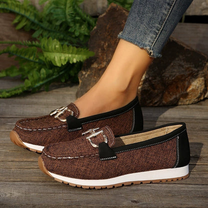 Women's Casual Metallic Buckle Slip-On Shoes