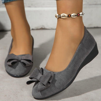 Bowknot Decor Wedge Heeled Loafers