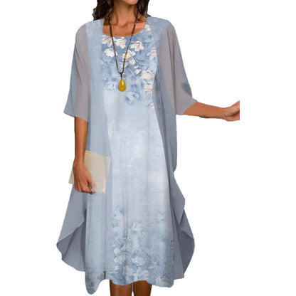🔥50% OFF🔥Elegant Floral Print Dress Ensemble