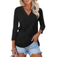 Women's 3/4 Sleeve V Neck Solid Color Top