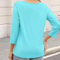 Women's 3/4 Sleeve V Neck Solid Color Top