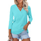 Women's 3/4 Sleeve V Neck Solid Color Top