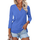 Women's 3/4 Sleeve V Neck Solid Color Top