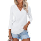 Women's 3/4 Sleeve V Neck Solid Color Top