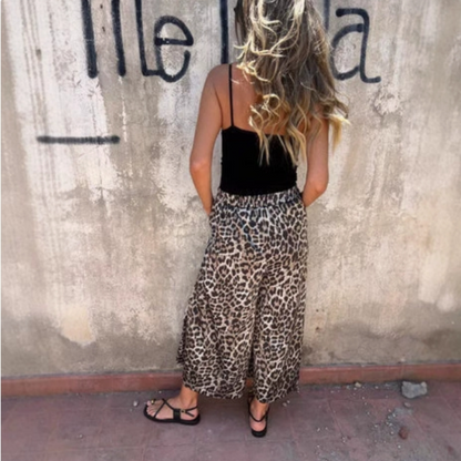 Women's Leopard Print Loose Casual Wide Leg Pants