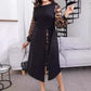 Patchwork Print Belted-Waist Dress
