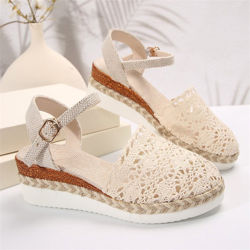 Women's Closed Toe Crochet Wedge Sandals