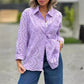 Women's Solid Color Cut-Out Long Sleeve Shirt