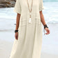 💃Women's Round Neck Cotton Linen Midi Dress