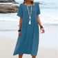 💃Women's Round Neck Cotton Linen Midi Dress