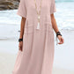 💃Women's Round Neck Cotton Linen Midi Dress