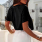 Women's Casual Pleated V-Neck Short-Sleeve Top