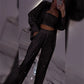 💕2025 HOT SALE💐Sequin blazer and wide trousers for women (3-piece set)