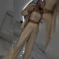 💕2025 HOT SALE💐Sequin blazer and wide trousers for women (3-piece set)