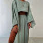 Women’s Casual Cotton Linen Side Slit Two-Piece Set