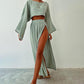 Women’s Casual Cotton Linen Side Slit Two-Piece Set