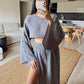 Women’s Casual Cotton Linen Side Slit Two-Piece Set